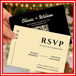 Buttergelbe Hochzeits-QR-Code-RSVP RSVP Karte
