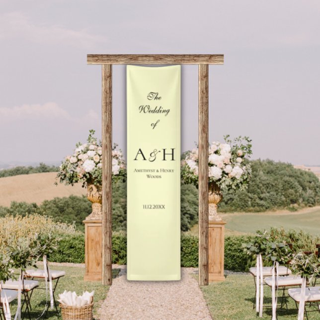 Buttergelbe Hochzeits-Willkommensbanner Banner (Elegant Butter Yellow Fabric Wedding Welcome Sign Banners)