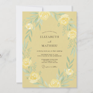 Buttergelbe Hochzeitskranz-Hochzeit Einladung
