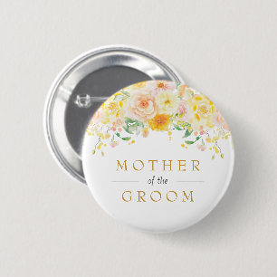 Buttergelbe Mutter des Groom-Brautparty Button