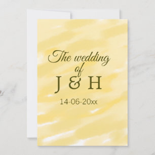 Buttergelbe Pastell-Hochzeit des Paares name le Feiertagskarte