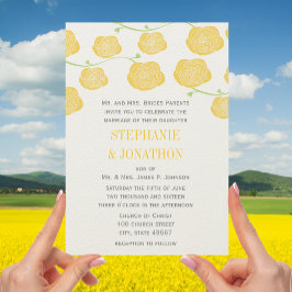 Buttergelbe Ranunculus-Rose Hochzeit Einladung