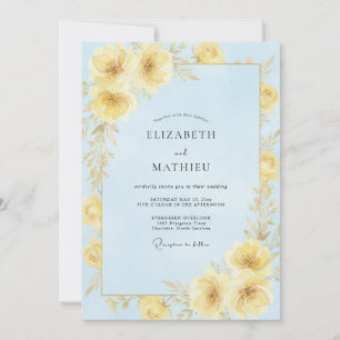 Buttergelbe Ranunculus-Sage-Hochzeit Einladung
