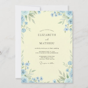 Buttergelbe Romantische Florale Hochzeit Einladung