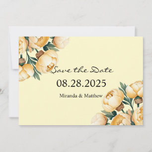 Buttergelbe Rosenbouquet Save-the-Date-Karte Einladung