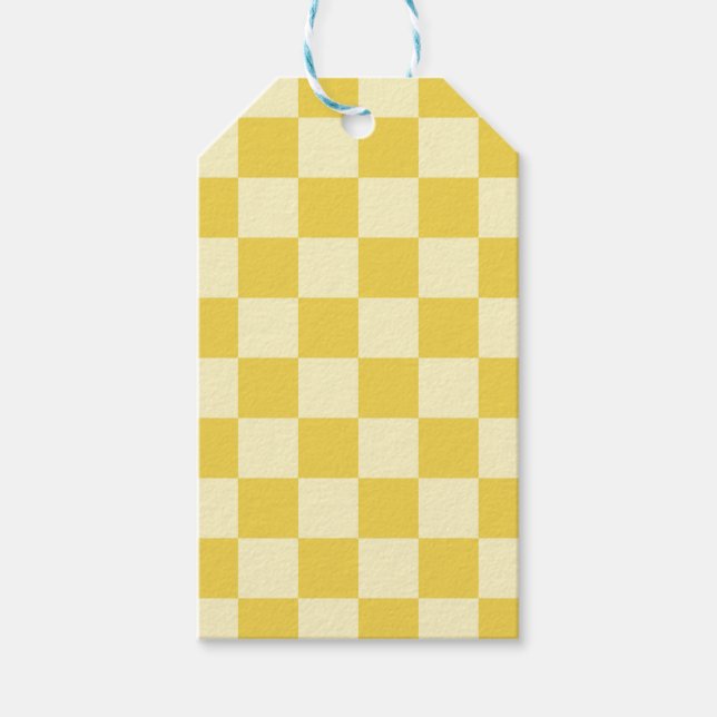 Buttergelbe Schachbrettmuster Geschenkanhänger (Vorderseite)