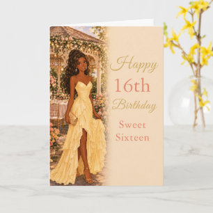 Buttergelbe Sweet Sixteen Geburtstagskarte Karte
