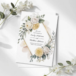 Buttergelbe und goldene Hochzeitseinladung Einladung