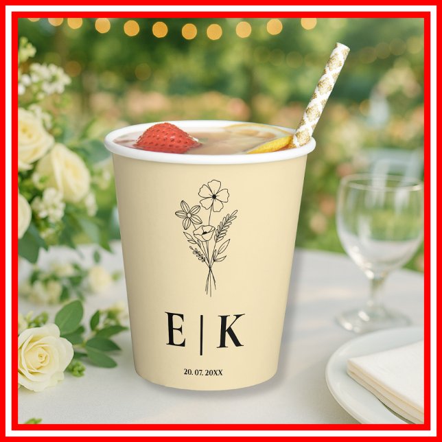 Buttergelbe Wildblumen-Hochzeit Pappbecher (Von Creator hochgeladen)