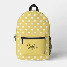 Buttergelber Punkte personalisierter Kinder-Rucksa Bedruckter Rucksack