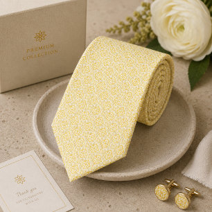 Buttergelbes Elfenbein-Mikro-Jacquard Krawatte