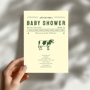 Butterkuh grüne neutrale Babyparty Einladung