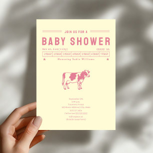 Butterkuh Rosa Mädchen Baby Shower Einladung