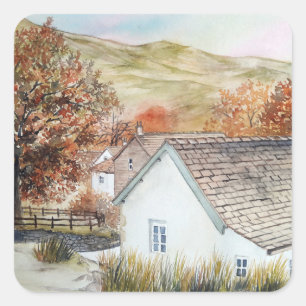 Buttermere Village, Lake District, England Quadratischer Aufkleber