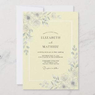 Buttermilch Luftige Botanische Hochzeit Einladung