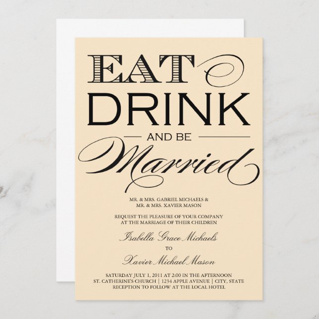 Buttermilch, Trinken| Einladung zur Hochzeit (Vorne/Hinten)