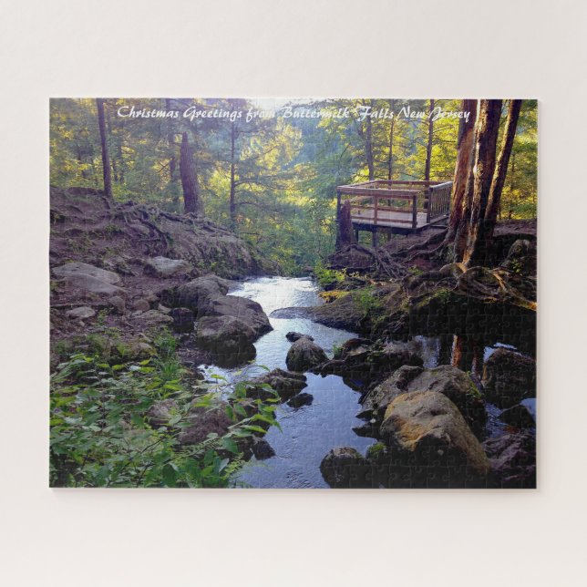 Buttermilk Falls New Jersey.Christmas Greetings Puzzle (Horizontal)