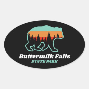 Buttermilk Falls Staat Park New York Bear Retro Ovaler Aufkleber