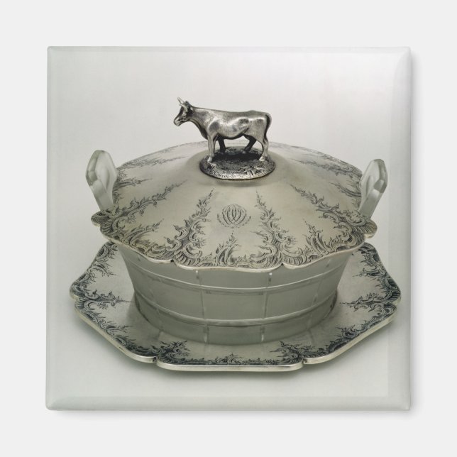 Butterschale mit mattiertem Glasunterteil Magnet (Vorne)