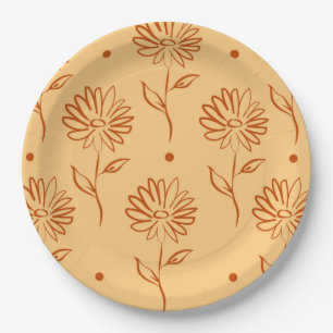 Butterscotch farbige Sonnenblumenmuster Pappteller