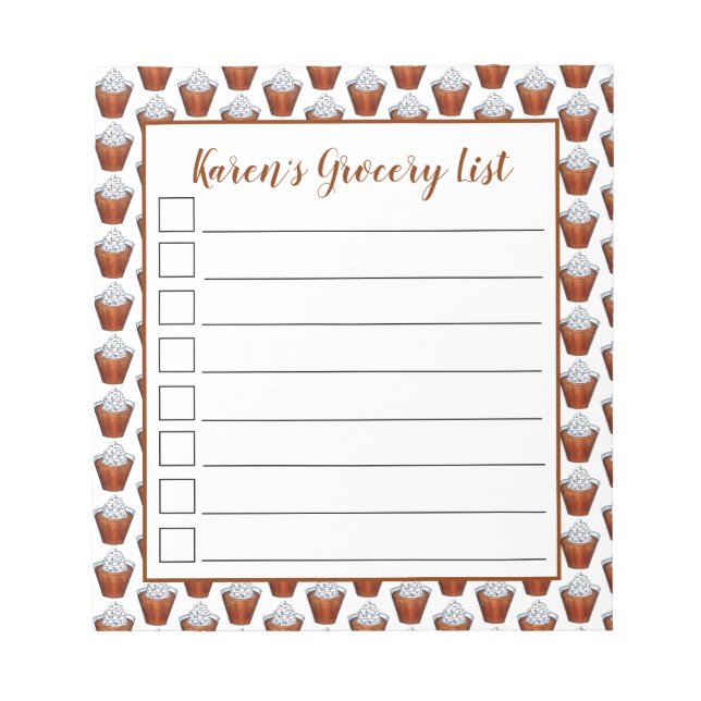 Butterscotch Pudding gepeitschte Creme Süd Food Notizblock (Vorderseite)