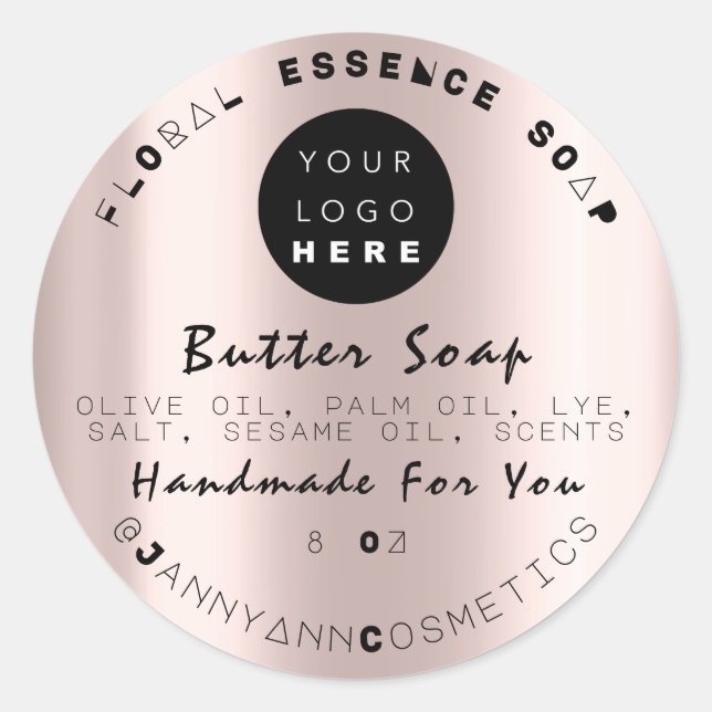 Butterseife Kosmetik Einzigartiges Logo für handge Runder Aufkleber (Vorderseite)
