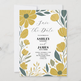Buttertasse Gelb Moderne Blüten Save the Date Einladung