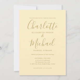 Buttertasse Gelb und Gold Unterschrift Hochzeit Einladung