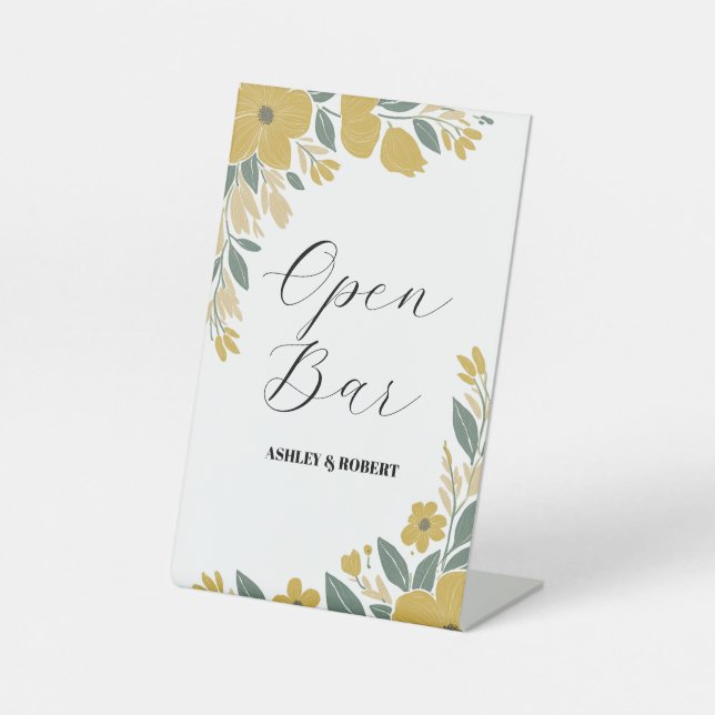 Buttertasse Gelbe Hochzeitsempfang Offene Bar Sockelschild (Vorderseite)