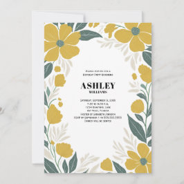 Buttertasse Gelbe Moderne Blumengeburt Party Einladung