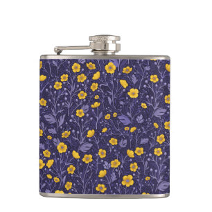 Buttertassen, gelb und violett flachmann