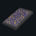 Buttertassen, gelb und violett tri-fold geldbeutel<br><div class="desc">Handbemalte Buttercups und verschiedene Wildgrasarten</div>