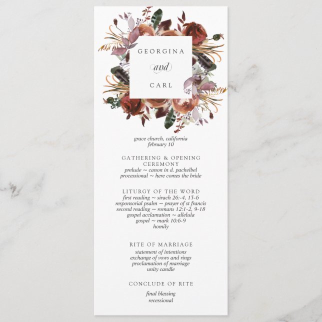 Butterum & Plum Hochzeitsprogramm Programm (Vorderseite)