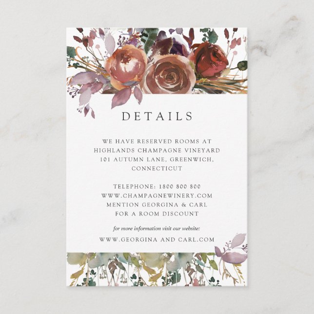 Butterum & Plum Wedding Guest Information Card Begleitkarte (Vorderseite)