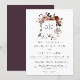 Butterum & Plum Wedding Monogram Einladung