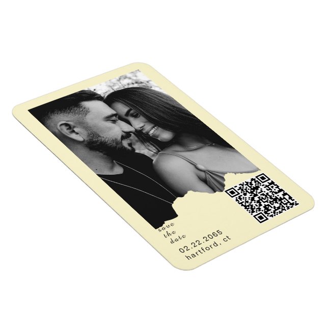 Buttery Yellow Couple Photo QR Code Wedding  Magnet (Rechte Seite)