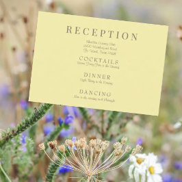 Buttery Yellow Elegant Hochzeitsfeier Empfang Begleitkarte