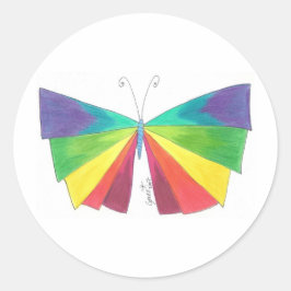 Butteryfly Rainbow Runder Aufkleber