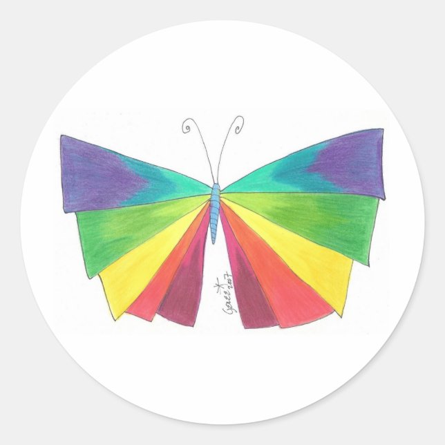 Butteryfly Rainbow Runder Aufkleber (Vorderseite)