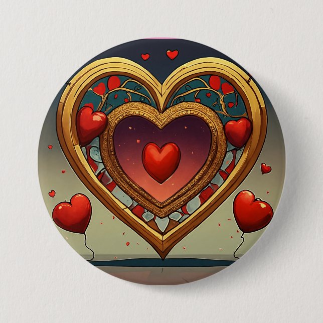 Buttom mit bedrucktem goldenen Herzbild Button (Vorderseite)