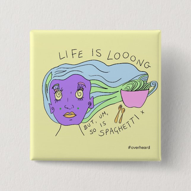 Button-Abzeichen | der Spaghetti-| quadratisches Button (Vorderseite)