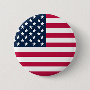 Button American Flag Round
