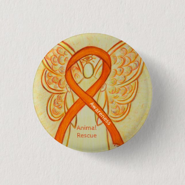 Button "Animal Rescue Orange Awareness Ribbon Ange (Vorderseite)