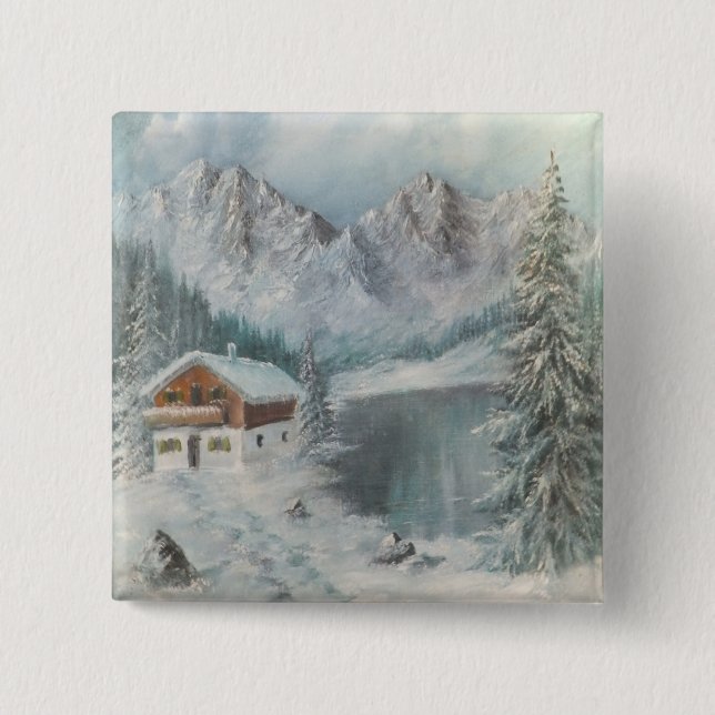 Button Ann Hayes Painting Bavarian Snow Dream (Vorderseite)