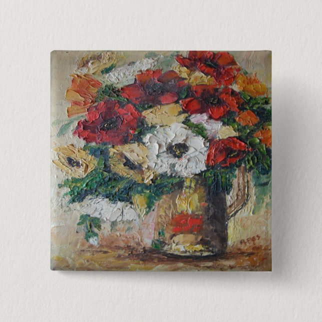 Button Ann Hayes Painting Blume Mix Delight (Vorderseite)