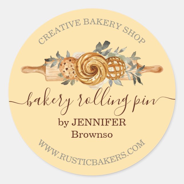 Button Backkost Brät elegant gelb Runder Aufkleber (Vorderseite)