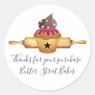 Button Baker für Wasserfarben Cupcake Rolling Viel Runder Aufkleber