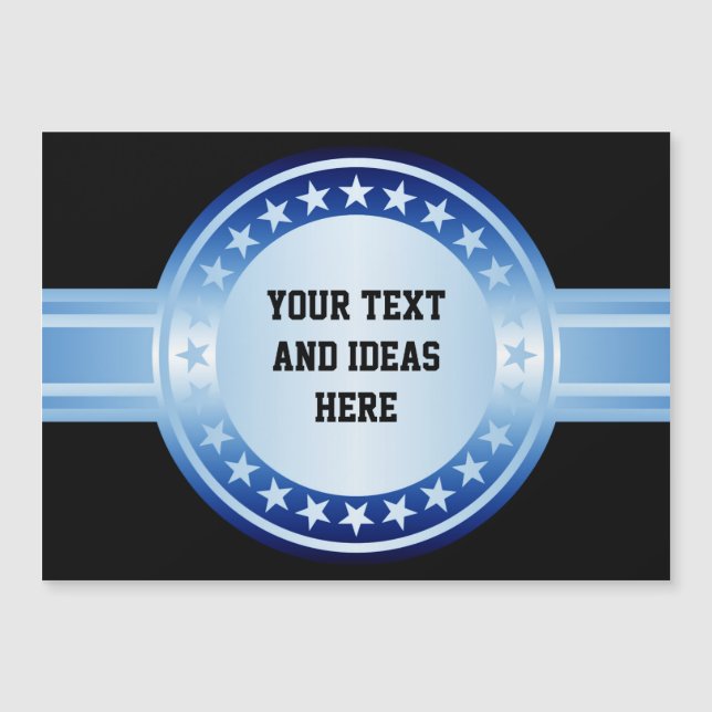 Button / Banner - Blau weiß Sterne + Ihr Backgr Magnetkarte (Vorderseite)
