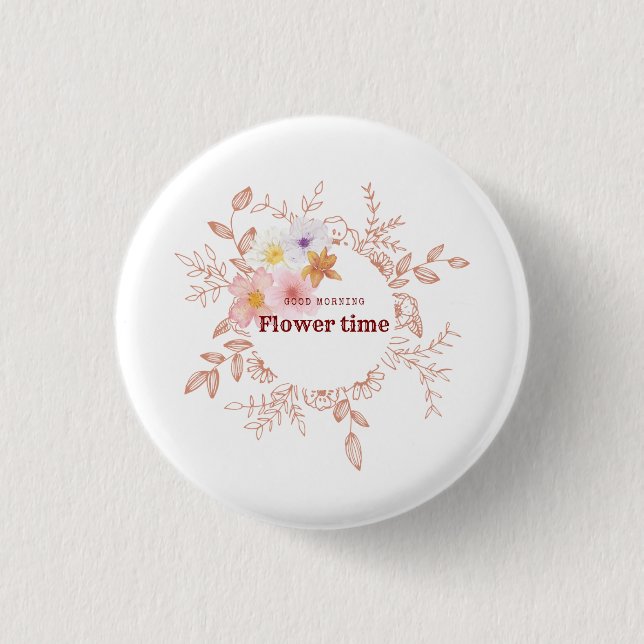 Button | Botanische Blume Zeit Pinback Button (Vorderseite)