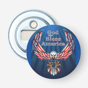 Button Bottle Opener American beautiful Eagle Blue Flaschenöffner